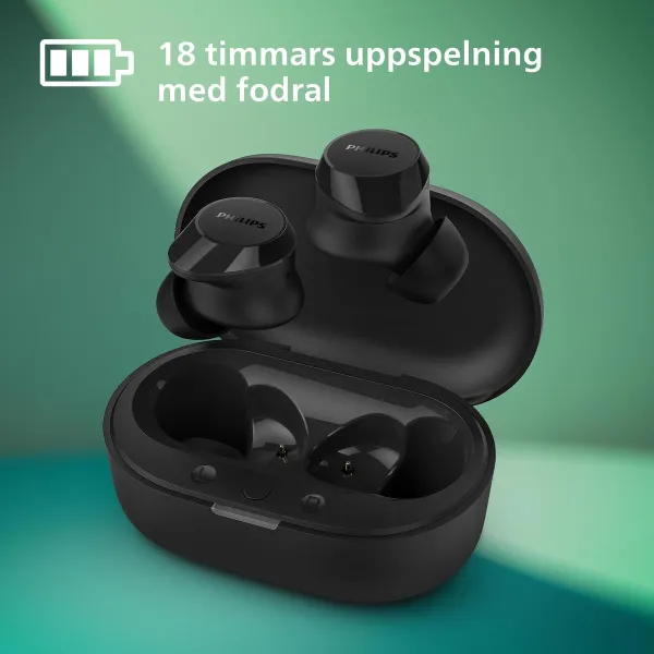 Bevielės ausinės su krovimo dėklu Philips TAT1209BK Juoda
