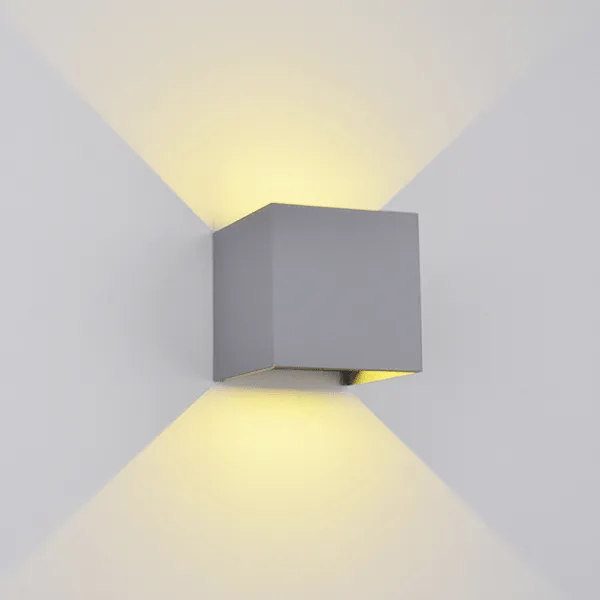LED sienas lampa kvadrātveida 2x5w 4000k IP54 pelēka
