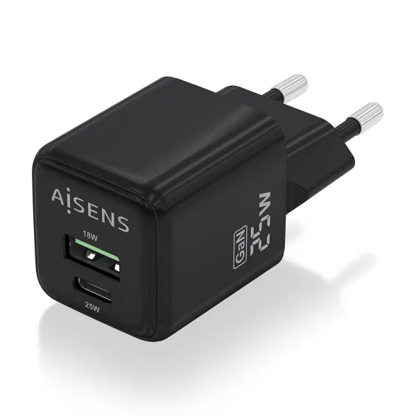 Sieninis įkroviklis Aisens ASCH-25W2P015-BK Juoda 25 W