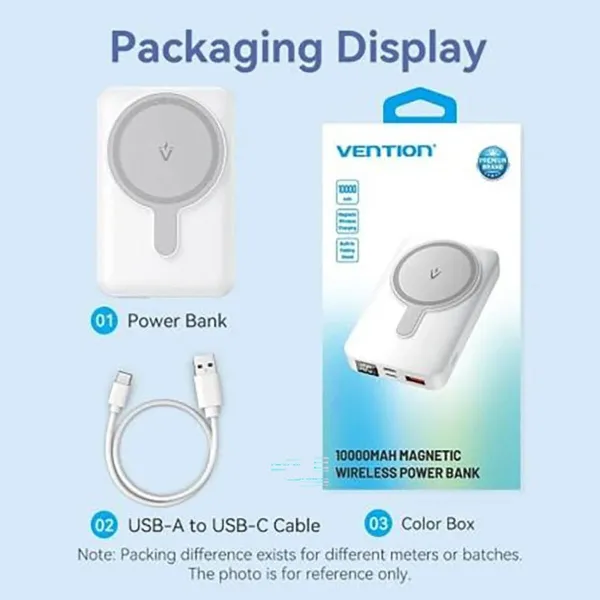 Powerbank Vention FHTW0 Balts 22,5 W