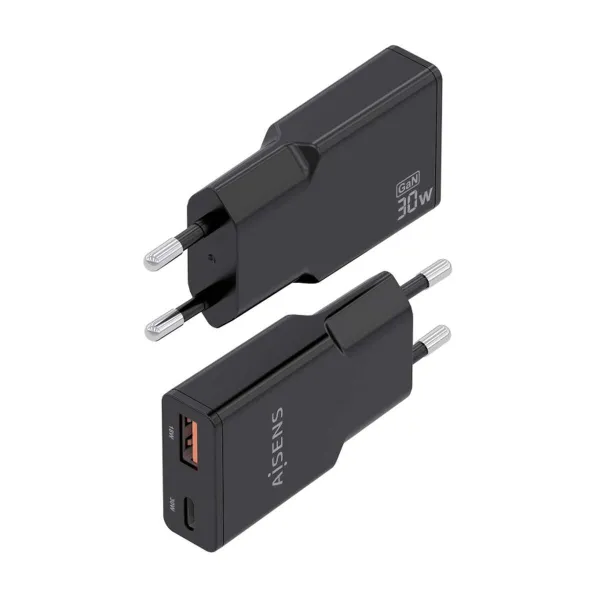 Sieninis įkroviklis Aisens ASCH-30W2P047-BK Juoda 30 W