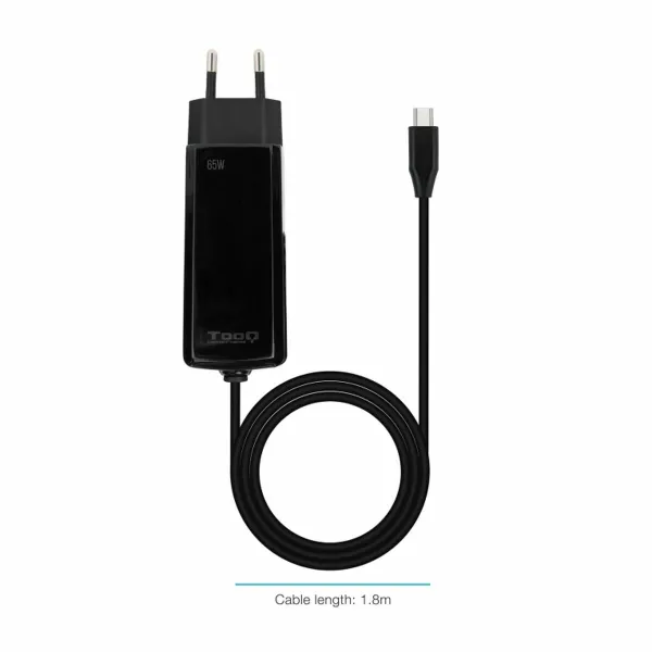 Nešiojamojo kompiuterio įkroviklis TooQ GAN USB-C PD 65W Cúbico 65 W