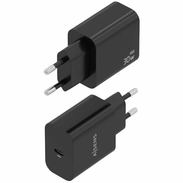 Sienas Lādētājs Aisens GAN 30W 1XUSB-C PD3.0 CHAR Melns 33 W 50 W
