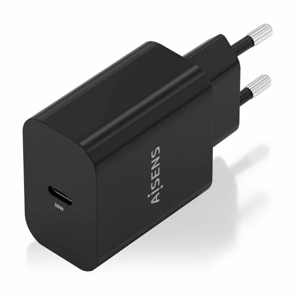 Sienas Lādētājs Aisens GAN 30W 1XUSB-C PD3.0 CHAR Melns 33 W 50 W