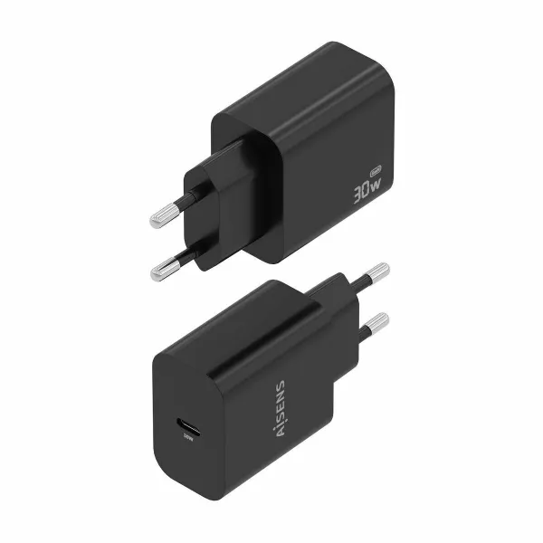 Sienas Lādētājs Aisens GAN 30W 1XUSB-C PD3.0 CHAR Melns 33 W 50 W