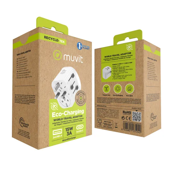 Сетевое зарядное устройство Muvit MCADP0006 15 W Белый
