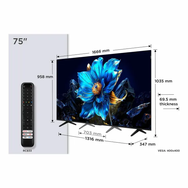 Smart TV TCL 75P7K 75" 4K Ultra HD HDR QLED
