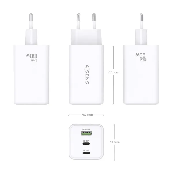 Seinalaadija Aisens GAN Valge 100 W