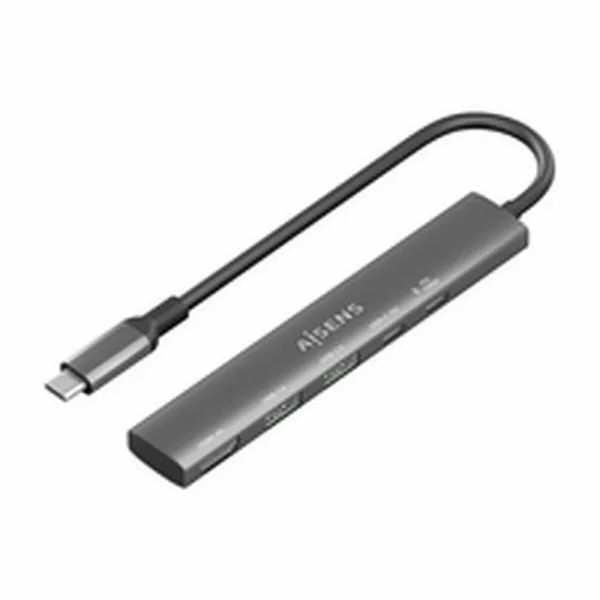 USB-разветвитель Aisens USB-C DOCK 5 EN 1 GRIS Серый 100 W