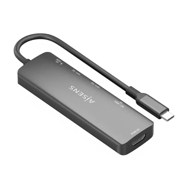 USB Centrmezgls Aisens USB-C DOCK 6 EN 1 GRIS Pelēks 100 W