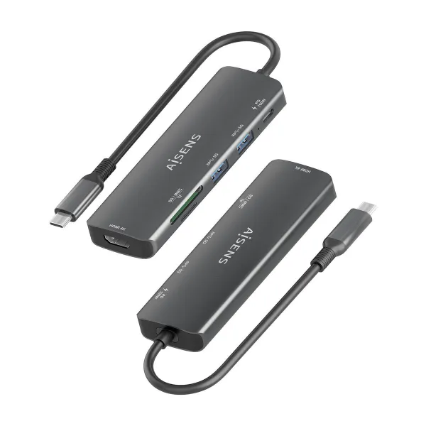 USB Centrmezgls Aisens USB-C DOCK 6 EN 1 GRIS Pelēks 100 W