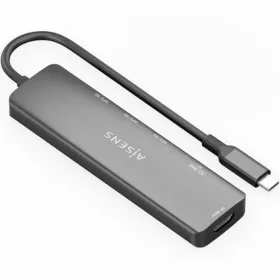 USB-keskitin Aisens USB-C DOCK 6 EN 1 Harmaa