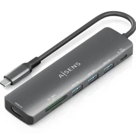 USB-keskitin Aisens 7 EN 1 Harmaa 100 W