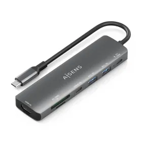 USB-keskitin Aisens 7 EN 1 Harmaa 100 W