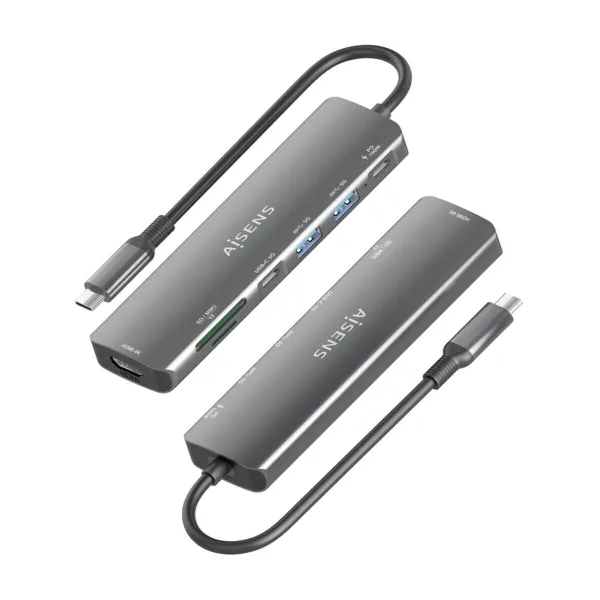 USB šakotuvas Aisens 7 EN 1 Pilka 100 W