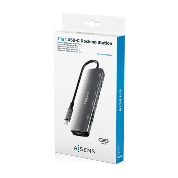 USB šakotuvas Aisens 7 EN 1 Pilka 100 W
