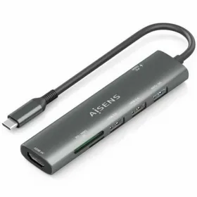 USB-keskitin Aisens 7 EN 1 Harmaa 100 W