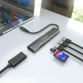 USB-keskitin Aisens 7 EN 1 Harmaa 100 W