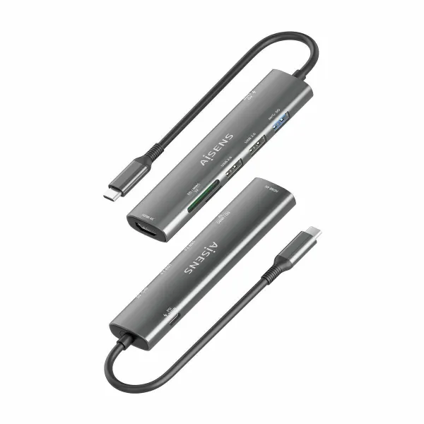 USB Centrmezgls Aisens 7 EN 1 Pelēks 100 W