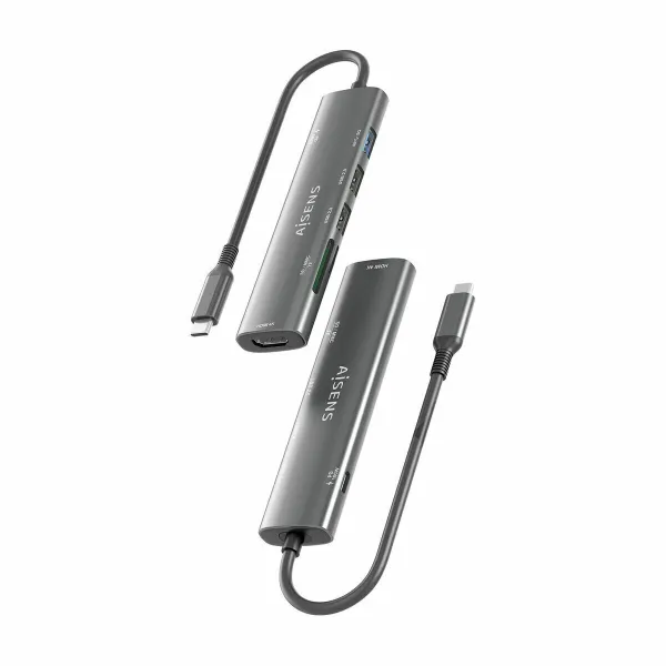 USB Centrmezgls Aisens 7 EN 1 Pelēks 100 W