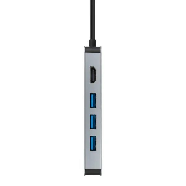 USB-keskitin NANOCABLE Hub 8en1 Harmaa 18 cm