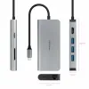 USB-keskitin NANOCABLE Hub 8en1 Harmaa 18 cm