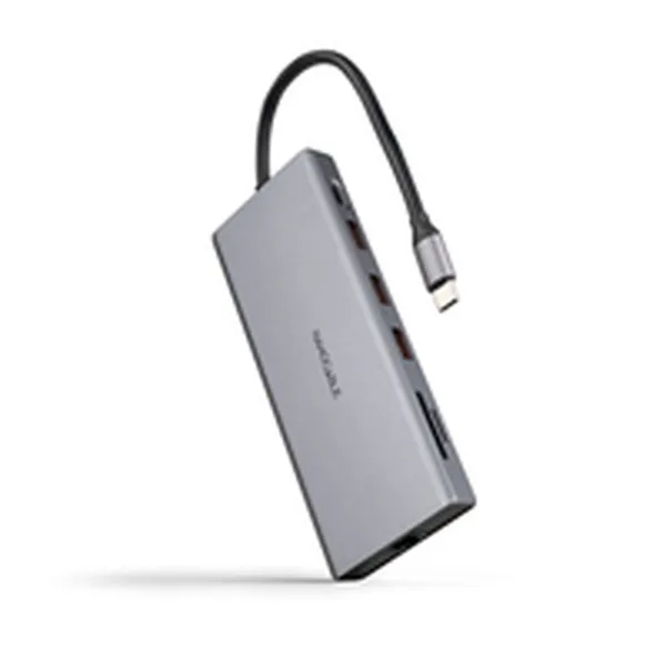 USB-keskitin NANOCABLE Hub 12en1 Harmaa 18 cm