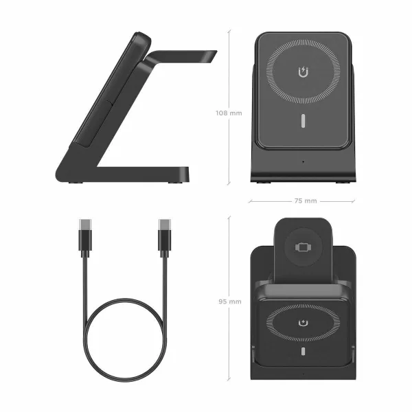 Belaidis kroviklis Aisens USB-C 4IN1 15WACCS Juoda 15 W 50 W