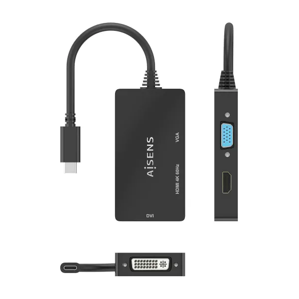 USB-C uz VGA/HDMI/DVI Adapteris Aisens A109-0954 Melns 15 cm