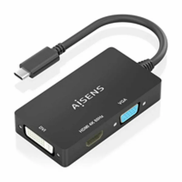 USB-C uz VGA/HDMI/DVI Adapteris Aisens A109-0954 Melns 15 cm