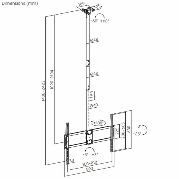 TV laikiklis Aisens CT100TSLE-393 100" 80 kg