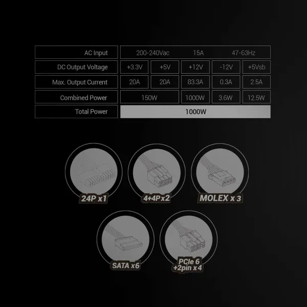 Maitinimo blokas Mars Gaming MPB1000SI ATX 1000 W 80 Plus Gold
