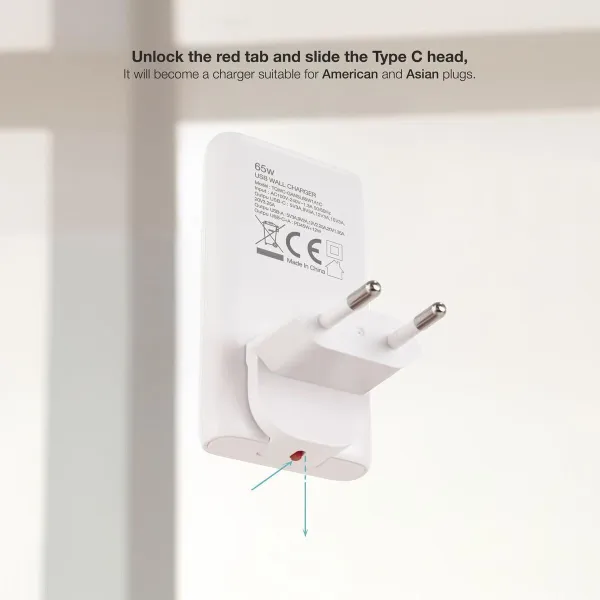 Wall Charger TooQ TQWC-GANSL65W1A1C White 65 W