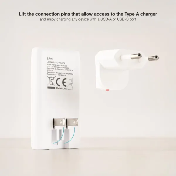 Wall Charger TooQ TQWC-GANSL65W1A1C White 65 W