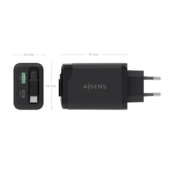 Сетевое зарядное устройство Aisens ASCH-65W3P071-BK Чёрный
