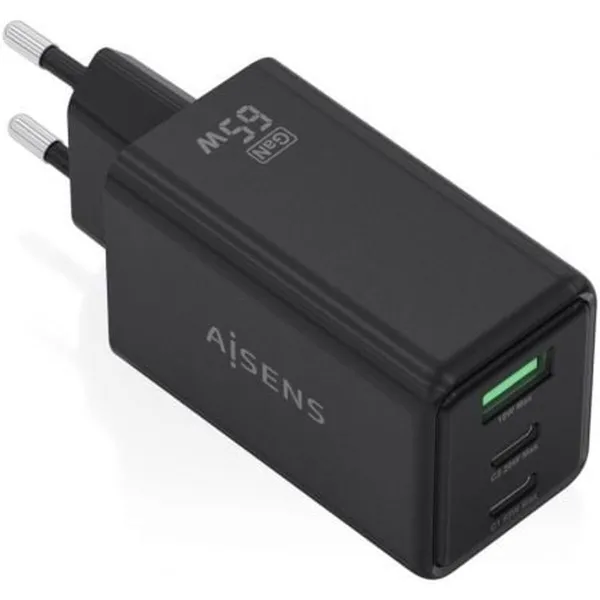 Sieninis įkroviklis Aisens ASCH-65W3P073-BK Juoda