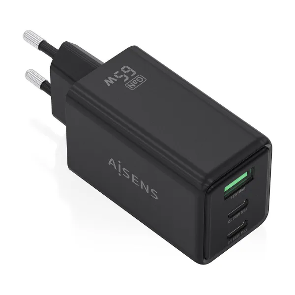 Sieninis įkroviklis Aisens ASCH-65W3P073-BK Juoda
