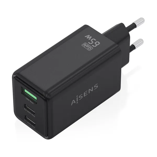Sieninis įkroviklis Aisens ASCH-65W3P073-BK Juoda