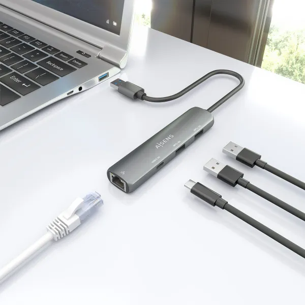 USB Centrmezgls Aisens ASUC-4P035-GR Pelēks