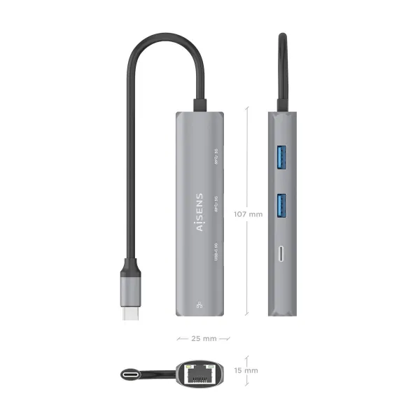 USB-jaotur Aisens ASUC-4P039-GR Hall