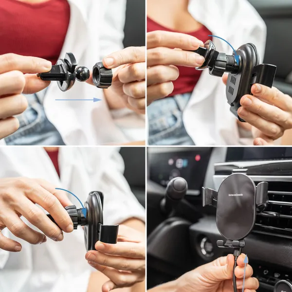Belaidis greitojo įkrovimo telefono laikiklis automobiliams Chakar InnovaGoods Juoda 15 W (Naudoti B)