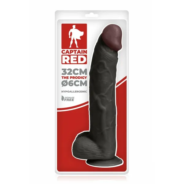 Reālistiskais Dildo Captain Red Prodigy TPE Melns 34,5 cm