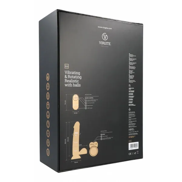 Reālistiskais Dildo Virgite R10 Melns 21 cm