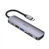 Adapteris Hoco HB28 Type-C Multi-Function Converter HDMI+USB3.0+USB2.0+SD+TF+PD pilkas