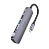 Adapteris Hoco HB28 Type-C Multi-Function Converter HDMI+USB3.0+USB2.0+SD+TF+PD pilkas