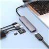 Adapteris Hoco HB28 Type-C Multi-Function Converter HDMI+USB3.0+USB2.0+SD+TF+PD pilkas