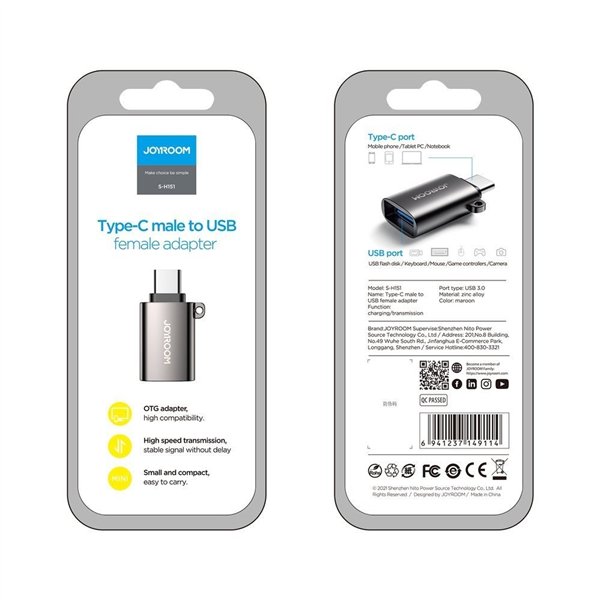 Adapter Joyroom S-H151 USB-A to Type-C