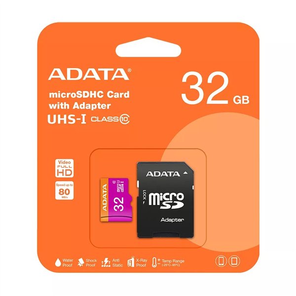 Memory card ADATA microSD 32GB (UHS-I Class 10) + SD adapter