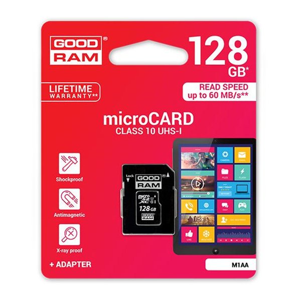Memory card Goodram microSD 128Gb (class 10) + SD adapter