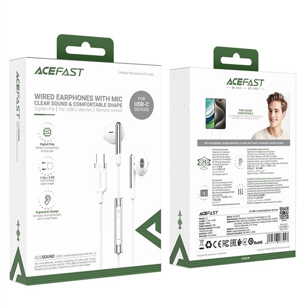 Headphones Acefast L3 USB-C white